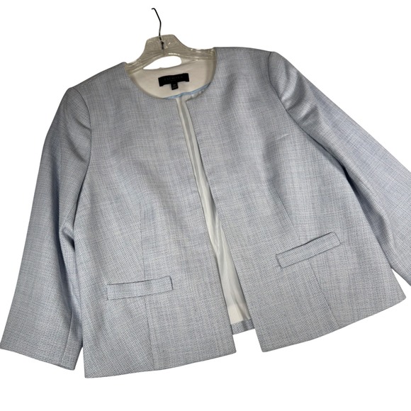 Talbots Jackets & Blazers - Talbots Petite‎ Light Blue Textured Open Front Blazer Jacket 12P